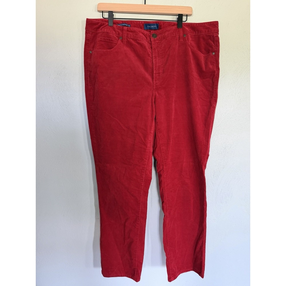 TALBOTS High Waist Straight Leg Corduroy Pants 16W Rose Red Ribbed Cotton Blend